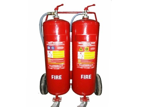 Twin Cylinder Trolley Mounted Dry Powder and Mechanical Foam Type Fire Extinguisher